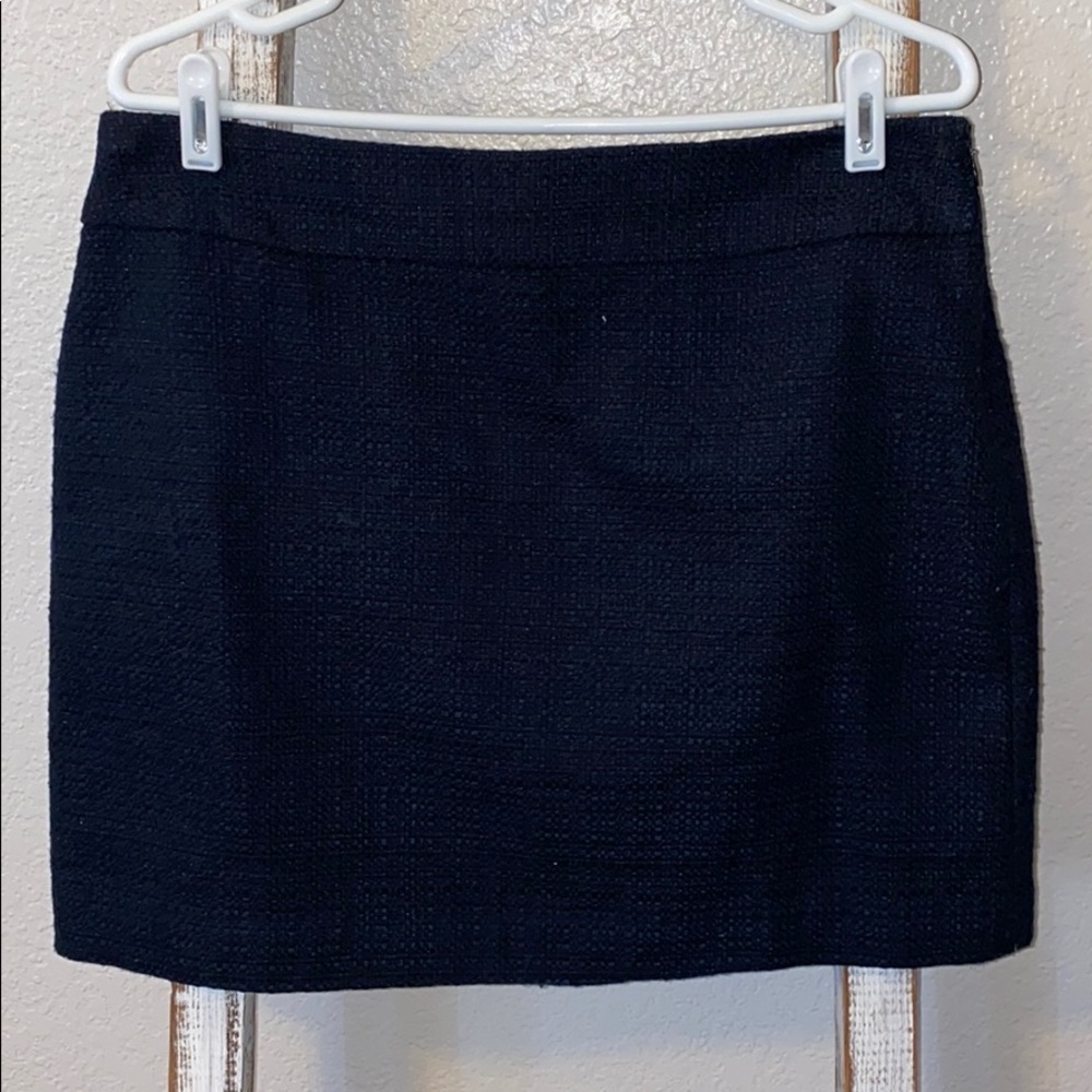 Navy Tweed Mini Pencil Skirt